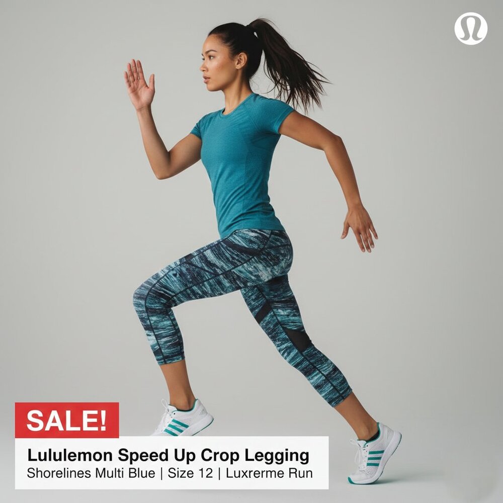Lululemon Speed Up Crop Legging Blue Running Workout Yoga Athletic Gym Size 12